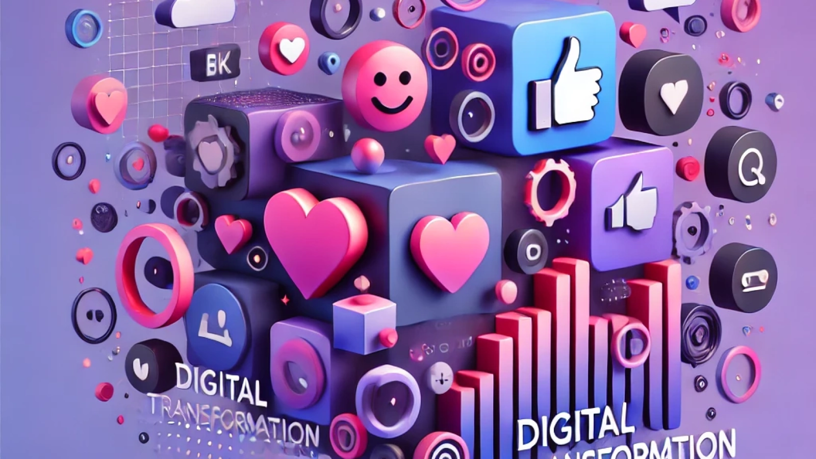 DALL·E 2025-01-17 13.14.14 - A modern and vibrant digital illustration with a purple (#c4a1f9) gradient background. The content, consisting of abstract 3D elements such as floatin